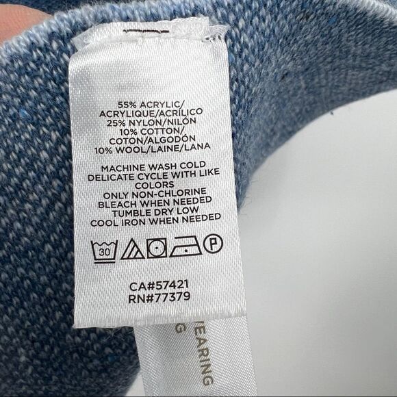 NEW ANN TAYLOR Blue Speckled Knit Mockneck Cape Poncho In Dark Navy - Picture 10 of 10